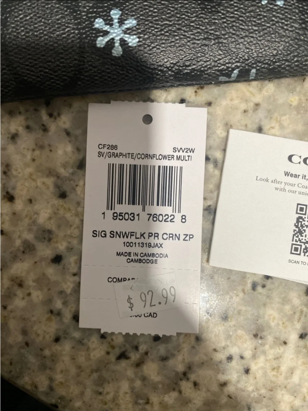 Coach CF286 Signature Canvas with Snowflake Print Corner Zip Wristlet NWT rtl$93